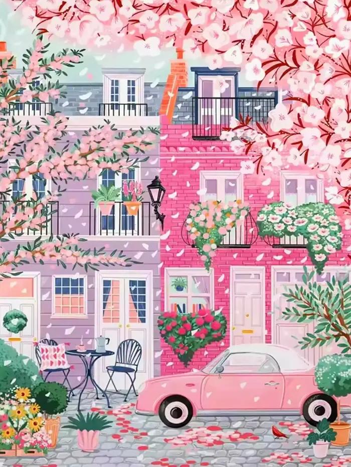 Puzzle géant 500/1000/1200/2000 pièces, paysage rose, pour adultes, jouet anti-stress, cadeau