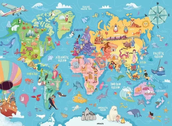 Puzzles de dessin animé carte du monde, 120/300/500/1000 pièces, jouets éducatifs pour adultes/enfan