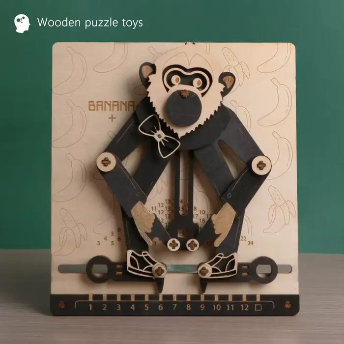 Puzzle 3D en bois Science et éducation poutre singe jouet éducatif en bois