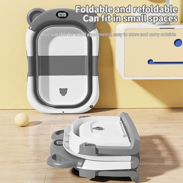 Baignoire pliable pour bébé avec thermomètre intégré, surface antidérapante, baignoire de voyage por