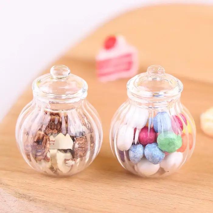 Mini bouteille ronde en verre pour maison de poupée 1:12, modèle de bonbonnière, 1 pièce