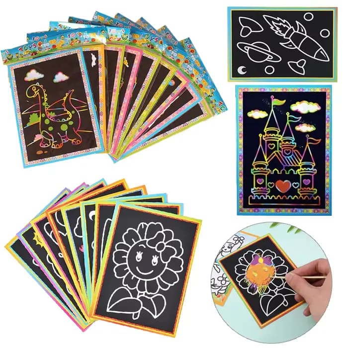 Jouets de peinture à gratter pour enfants, motif de dessin animé mignon fait à la main, jouets de de