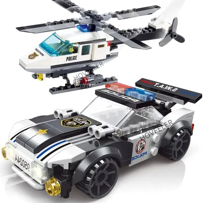 Super Police avion de ville hélicoptère à double Rotor voiture célèbre SWAT blocs de construction br