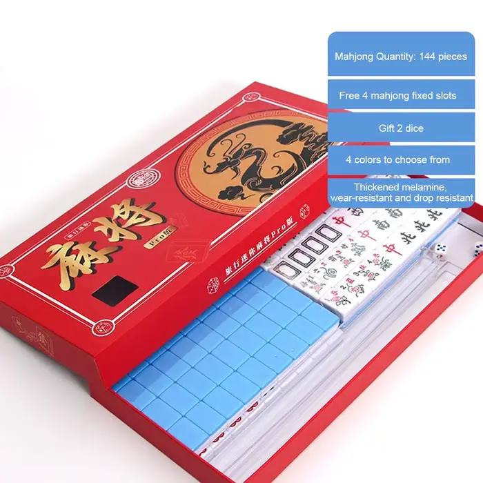 Mini jeu de Mahjong de voyage portable, ensemble de Mahjong de voyage avec boîte de rangement, jeu d