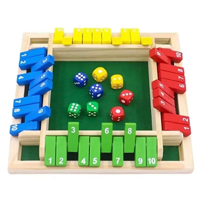 Jeu de société à dés en bois, boîte fermée pour 4 joueurs, jeu à rabats et dés, Interaction Parent-e