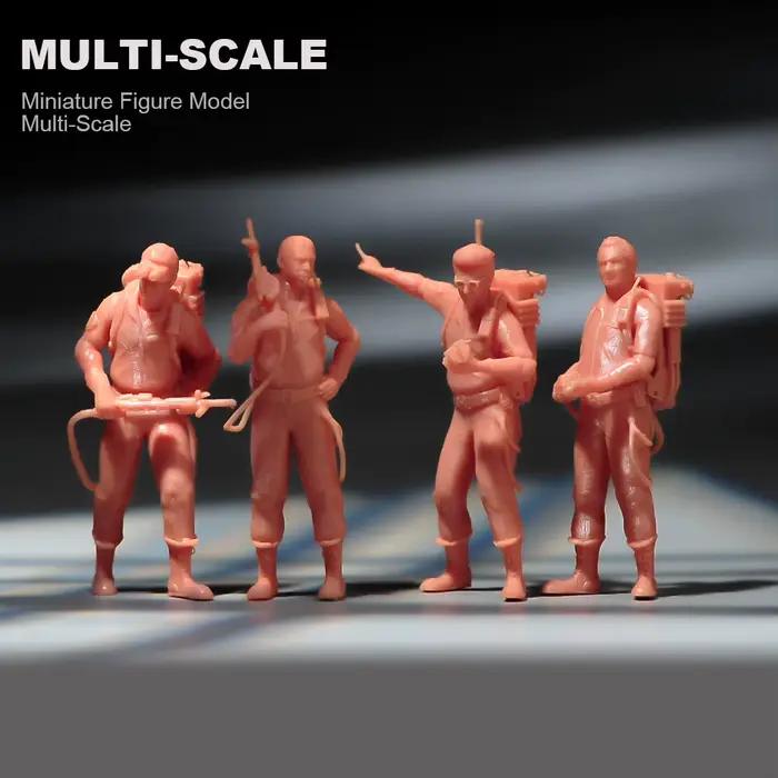 Figurines miniatures 1/87 1/64 1/43 1/24, 4 pièces, équipes de chasse fantômes, modèle créatif, acce