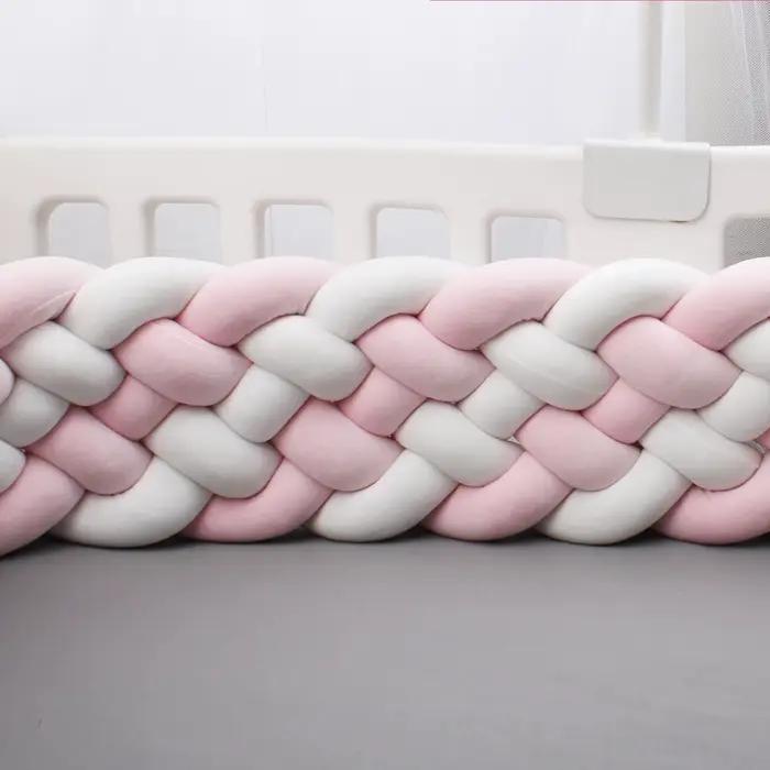 Pare-chocs de lit de bébé de 200cm, oreiller de noeud de tresse, coussin pour la protection de Cpull