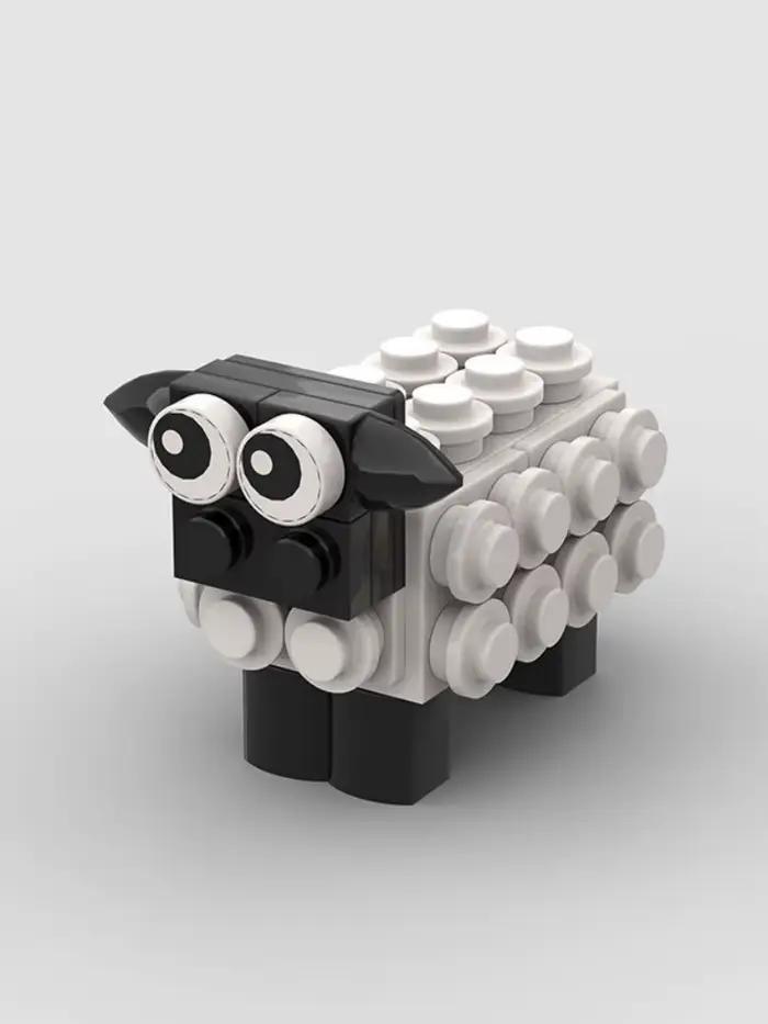 Jouets mignons et créatifs de blocs de construction de petits animaux de mouton, cadeaux d'animaux d