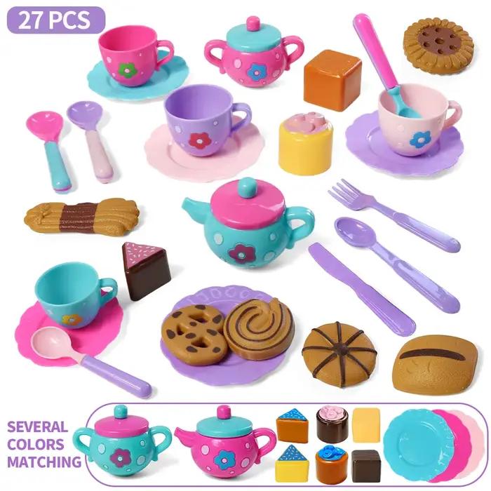 Ensemble de fête à thé pour petite fille, ensemble de théière à dessert pour faire semblant du thé d