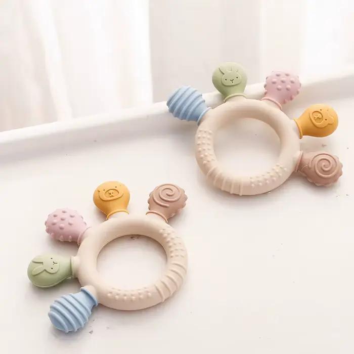 Anneau de dentition en silicone sans BPA pour bébé, jouets TeWindsor pour tout-petit, cadeaux pour b