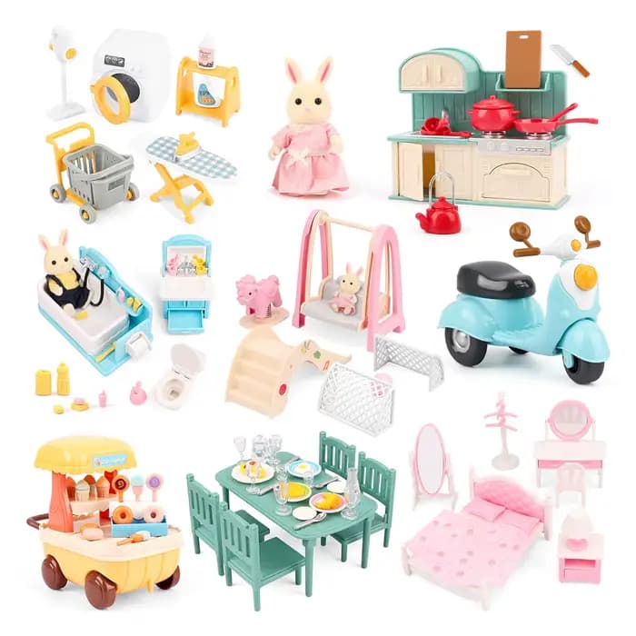 Meubles miniatures forêt, cuisine familiale, jouet, Table à manger, accessoires pour maison de poupé