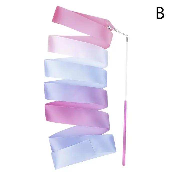(YOUU06) Rubans de danse de 2 m pour gymnastique rythmique, ballet, avec bâton de torsion, bâton arc