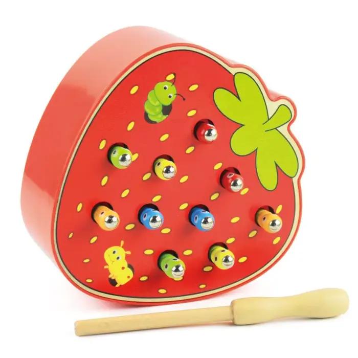 Planche magnétique pour attraper des vers et des fraises, jeu de pêche pour enfants, chenille de cap