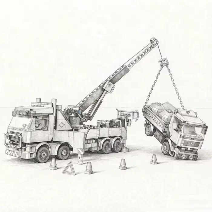Ensemble de briques de construction MOC Camion grue lourd 1280 pièces Nouveauté 2026, Modèle d'expos