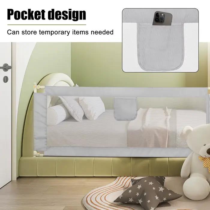Barrière de Lit de Protection Anti-Chute Réglable en Hauteur de 70 à 100 cm pour Enfant Filet Aéré S