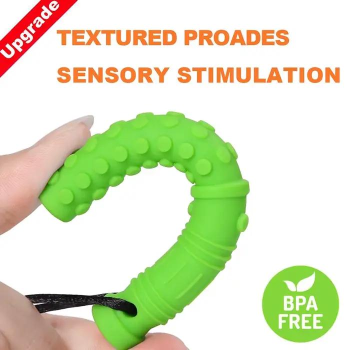 Collier à mâcher Texture Silicone, 6 pièces, anneau de dentition pour bébé, pendentif à mâcher senso