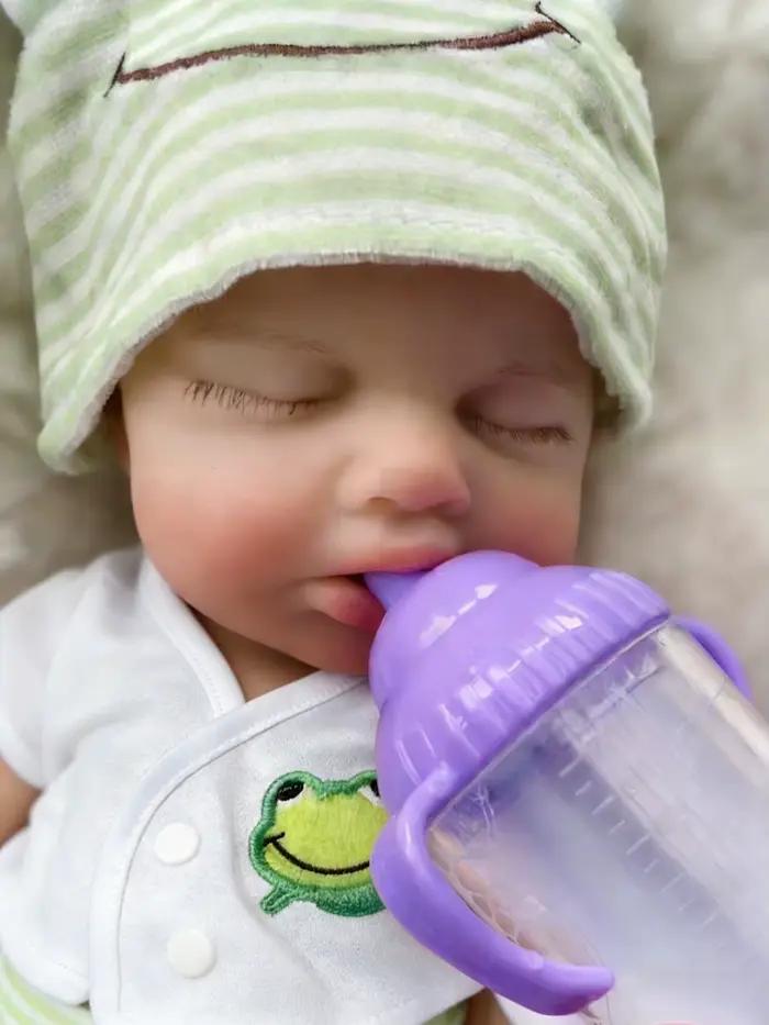 OtardDolls Loulou, poupée Reborn à bouche ouvrable, corps entier en silicone souple, poupée bébé gar