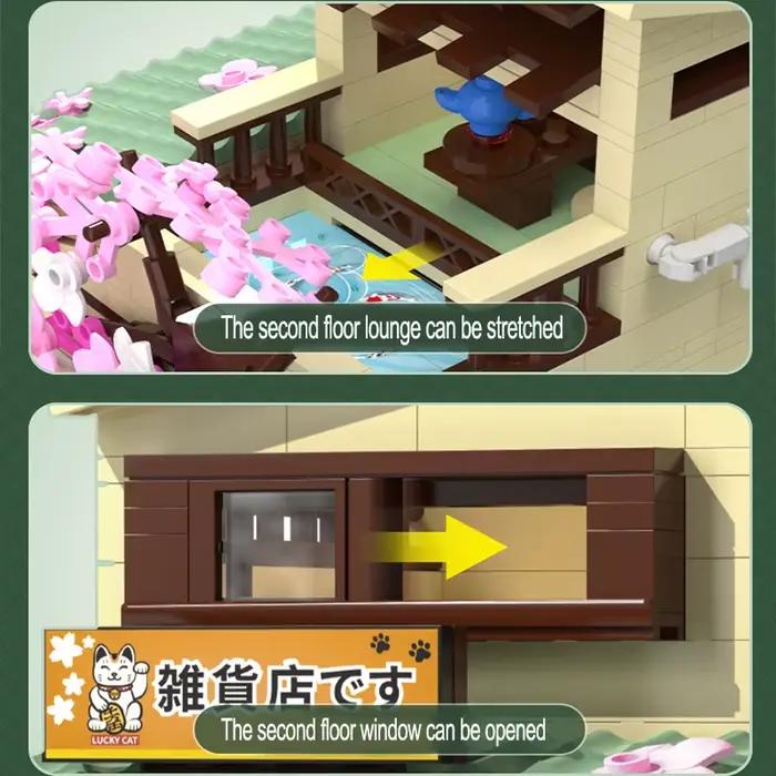 Cada LED ville Style japonais épicerie maison blocs de construction Double pont Duplex Architecture 