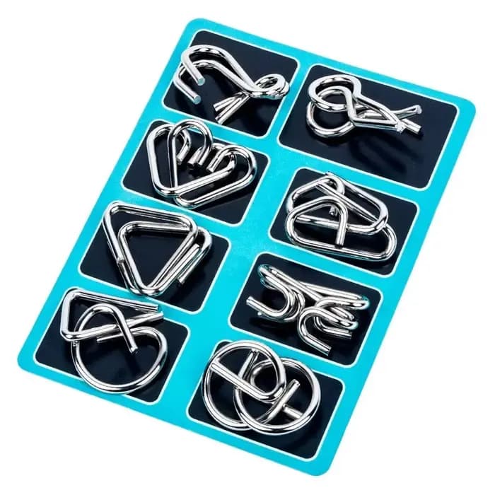 Ensemble de puzzle en fil métallique de 8 pièces, jeux de logique de qi casse-tête pour adultes, puz