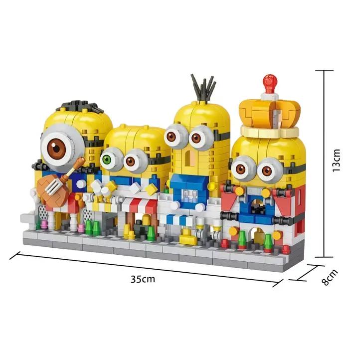 Blocs de construction MINIONS, 4 pièces, dessin animé mignon, périphérique, décoration de bureau, mo