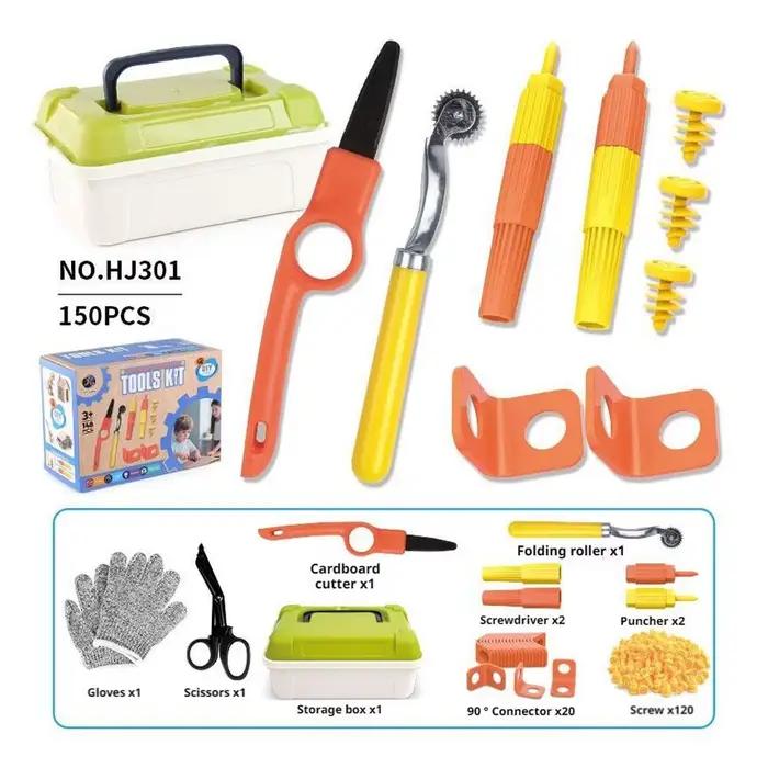 Kit de construction en carton STEM avec outils sécurisés, kit d'artisanat en carton DIY pour enfants