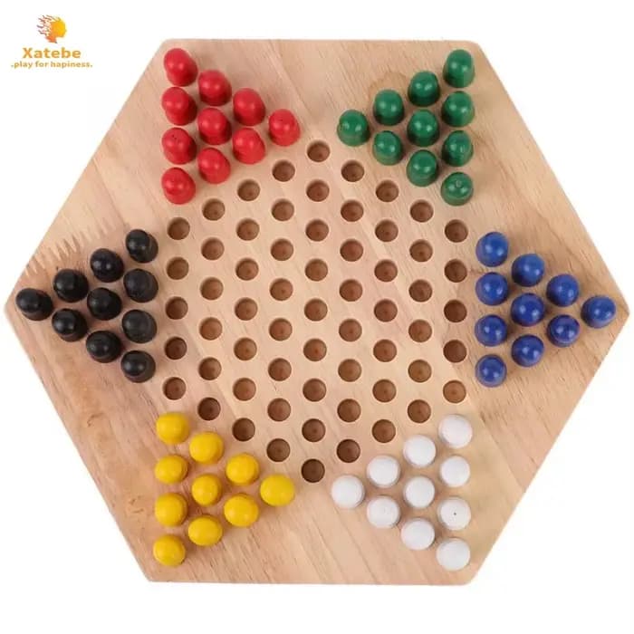 Jeu de dames chinoises en bois pour enfant, jouet de famille classique, idéal comme cadeau
