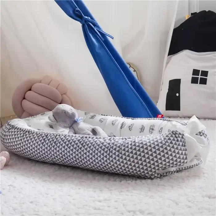 Lit nid pour bébé 85x50cm, avec oreiller, berceau Portable, lit de voyage, berceau en coton pour nou