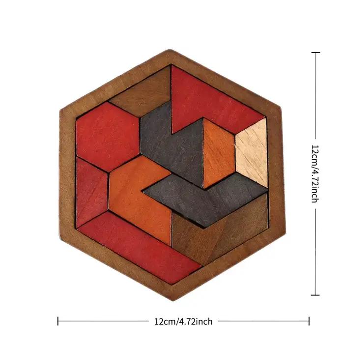 Puzzle en bois hexagonal 11 pièces pour adultes, jeu de logique à emboîtement, jeu de réflexion, ant
