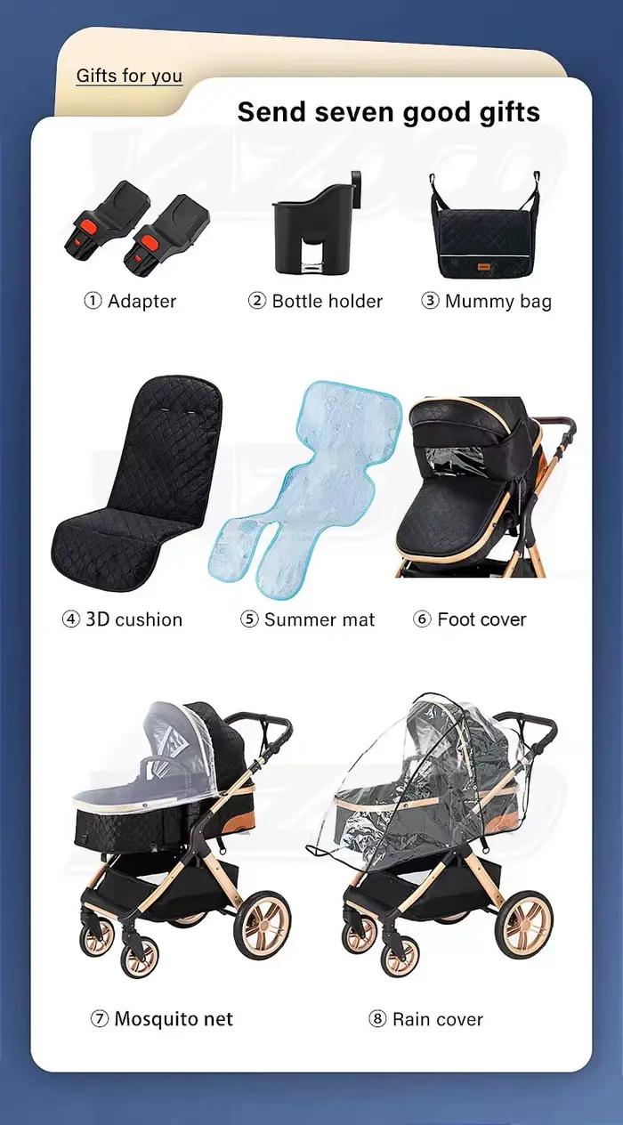 Poussette 3 en 1 pour bébé, voiture pour bébé, landau, articles pour nouveau-nés, poussettes légères