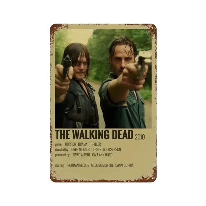 Affiche de film vintage The Walking Dead, Décoration murale, Plaque en métal de film américain, Plaq