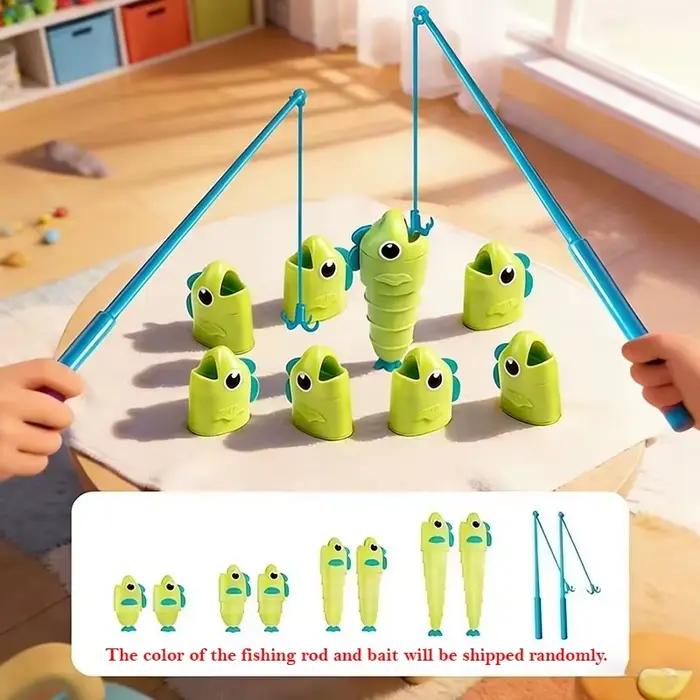 Jeu de société de pêche pour enfants, jeu de compétition de pêche avec corps de poisson extensible (