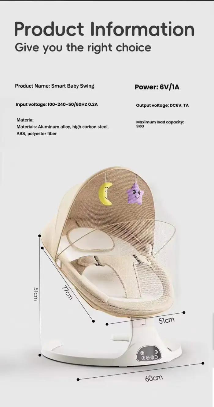 Berceau Électrique pour Bébé, Balançoire Automatique Apaisante, Chaise à Bascule Électrique, Berceau
