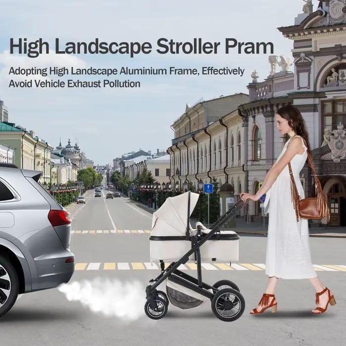 Luxueux 3 en 1 Portable voyage bébé poussette haute paysage cadre en aluminium pliable landau nouvea