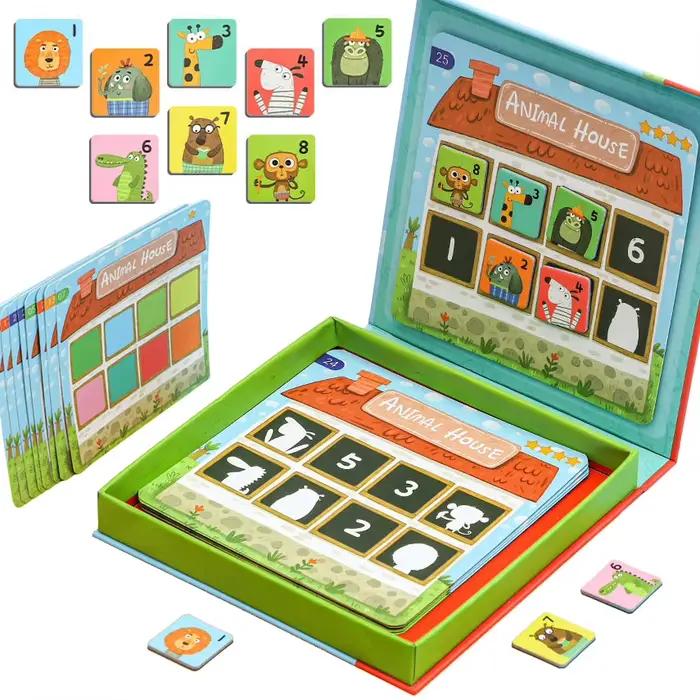 Jeu de mémoire Montessori pour enfants, jouets magnétiques, animaux, couleurs numériques, déverrouil