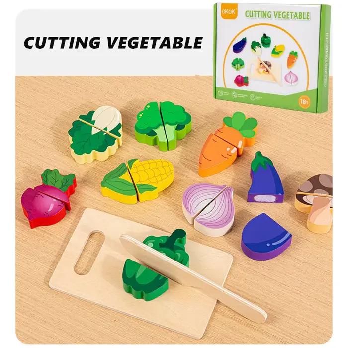Cuisine en bois, jeu de simulation, jouet de coupe de nourriture avec sac de rangement, adapté aux e