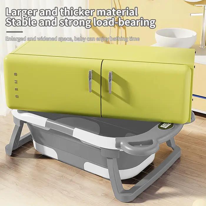 Baignoire pliable pour bébé avec thermomètre intégré, surface antidérapante, baignoire de voyage por