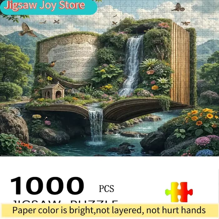 Puzzle du monde des livres magiques - Grand puzzle en carton durable de 70 cm x 50 cm, couleurs vibr