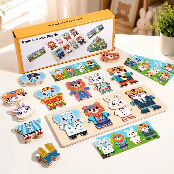 Jeu de déguisement en bois pour enfants de 3 à 6 ans, cadeau pour enfants, jeu d'association de vête