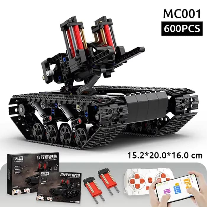 Ubricks RC Char d'assaut électrique anti-aérien, modèle de véhicule militaire à chenilles, kit de bl