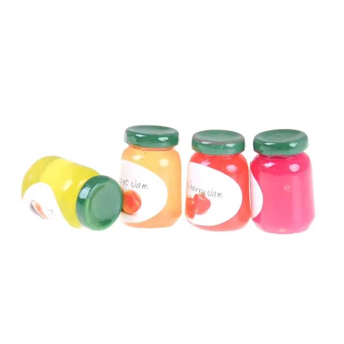 Bouteilles de confiture miniatures pour maison de poupée 1:12, 4 pièces, modèle Kicthen, accessoires