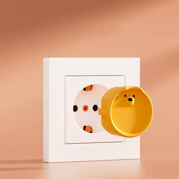 5 pièces bébé Protection de sécurité prise housse de Protection mignon dessin animé enfants Silicone