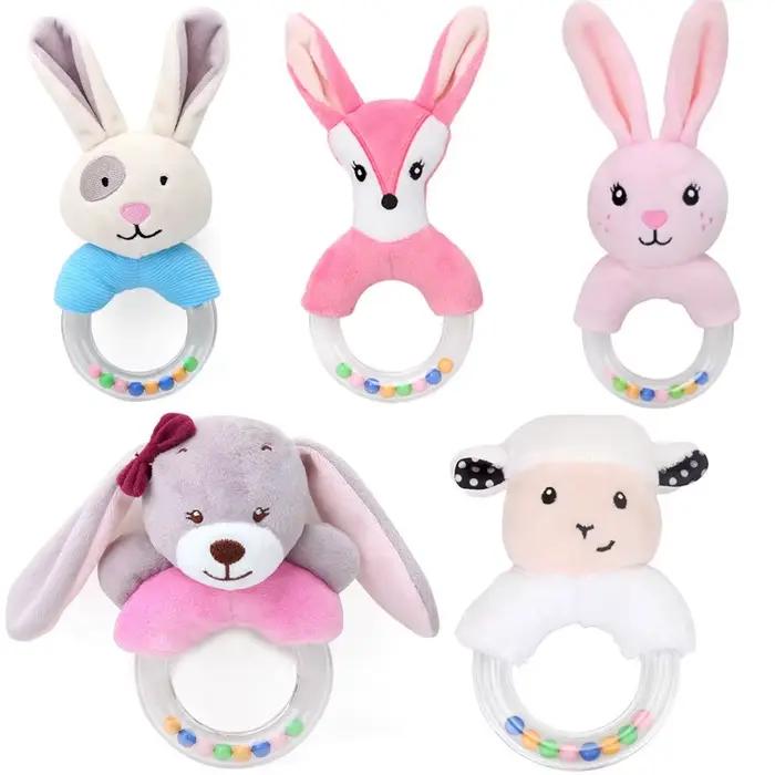 QWZ chaud mignon bébé hochet jouets lapin en peluche bébé dessin animé lit jouets pour nouveau-né 0-