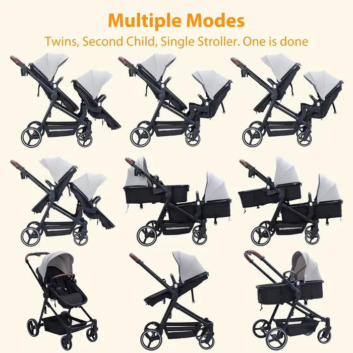 Poussette Double piste Tandem pour nourrissons et tout-petits