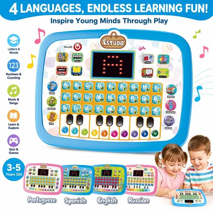 Tablette d'apprentissage interactive en anglais/espagnol/russe/portugais pour enfants de 3 à 5 ans