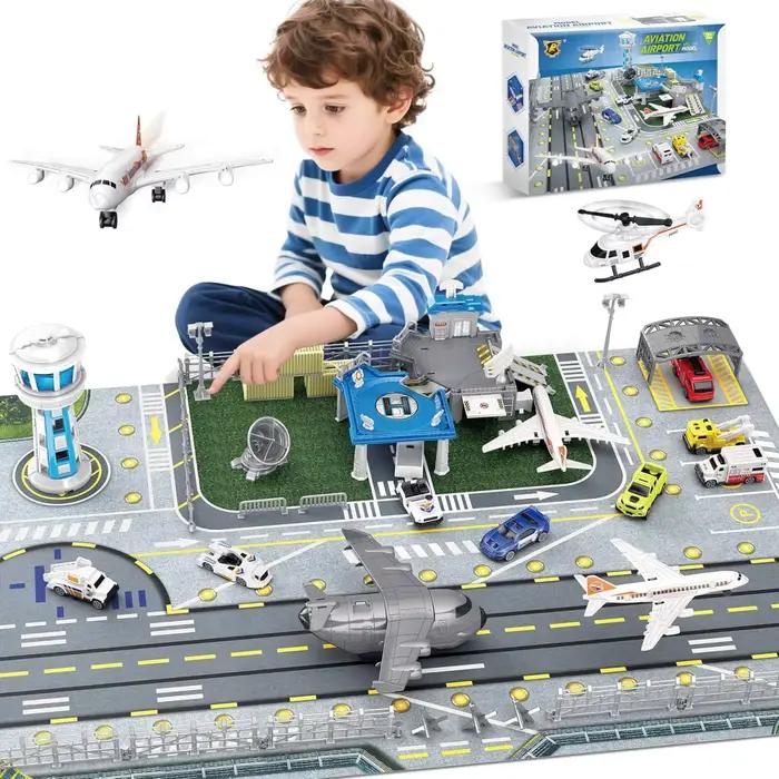 Ensemble de jouets sur le thème de l'aéroport pour enfants avec carte