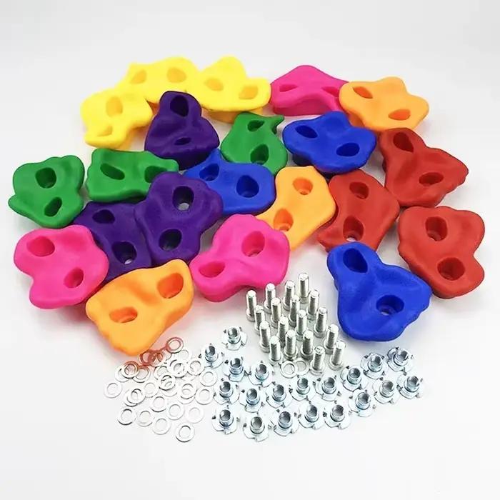 Ensemble de pierres d'escalade murales en bois pour enfants, jouets de sport pour aire de jeux extérieure, prises d'escalade pour enfants, jeux d'entraînement physique amusants