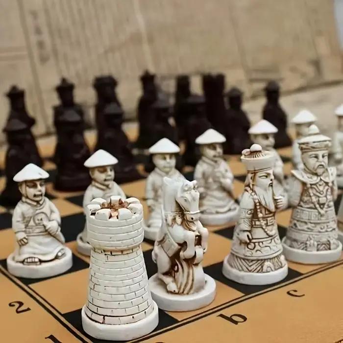 Échecs rétro, petit plateau d'échecs en résine
