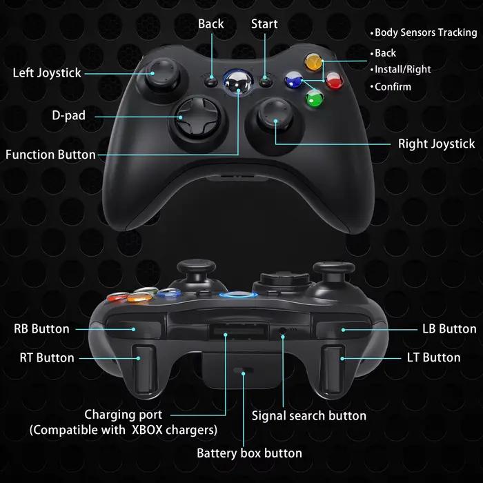Contrôleur de jeu GAMROMBO pour Xbox 360/mince/console PC manette de jeu sans fil/filaire avec poignée ergonomique manette de jeu améliorée sans dérive