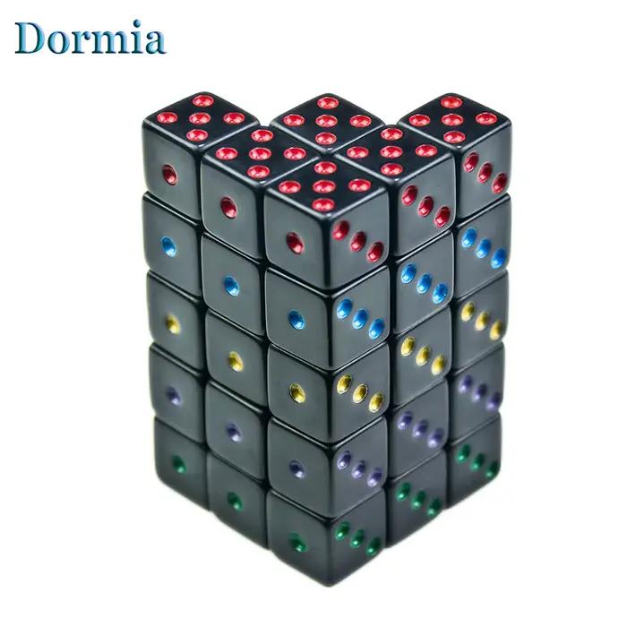 Dés Cube points colorés 6 pièces/ensemble D6 16mm