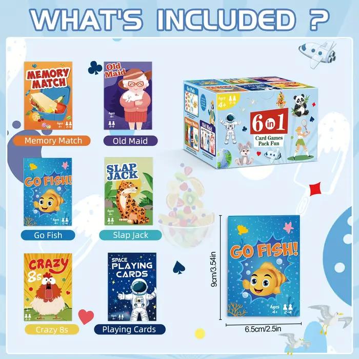 Jeux de cartes pour enfants 6 en 1 : Go Fish